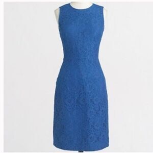 J. Crew Women’s Cobalt Blue Floral Lace Sheath dress size 2